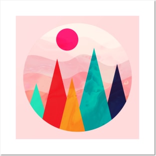 Minimalist Abstract Nature Art #4 Vibrant Mountains Posters and Art